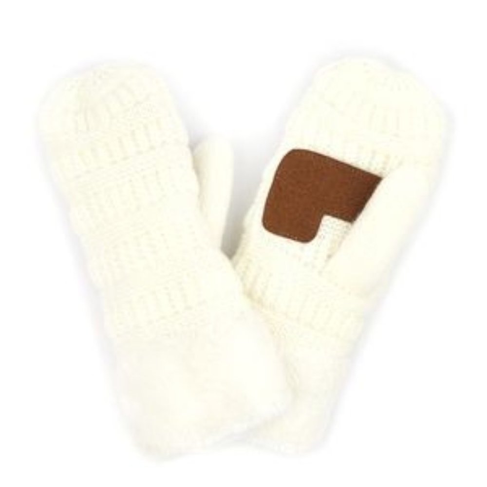 C.C Kids Ribbed Knit Mitten Gloves